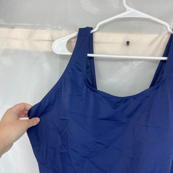 Lands End Women 24W DDD One Piece Swimsuit Slimming Navy Blue Stretch Swim Pool - Picture 2 of 10